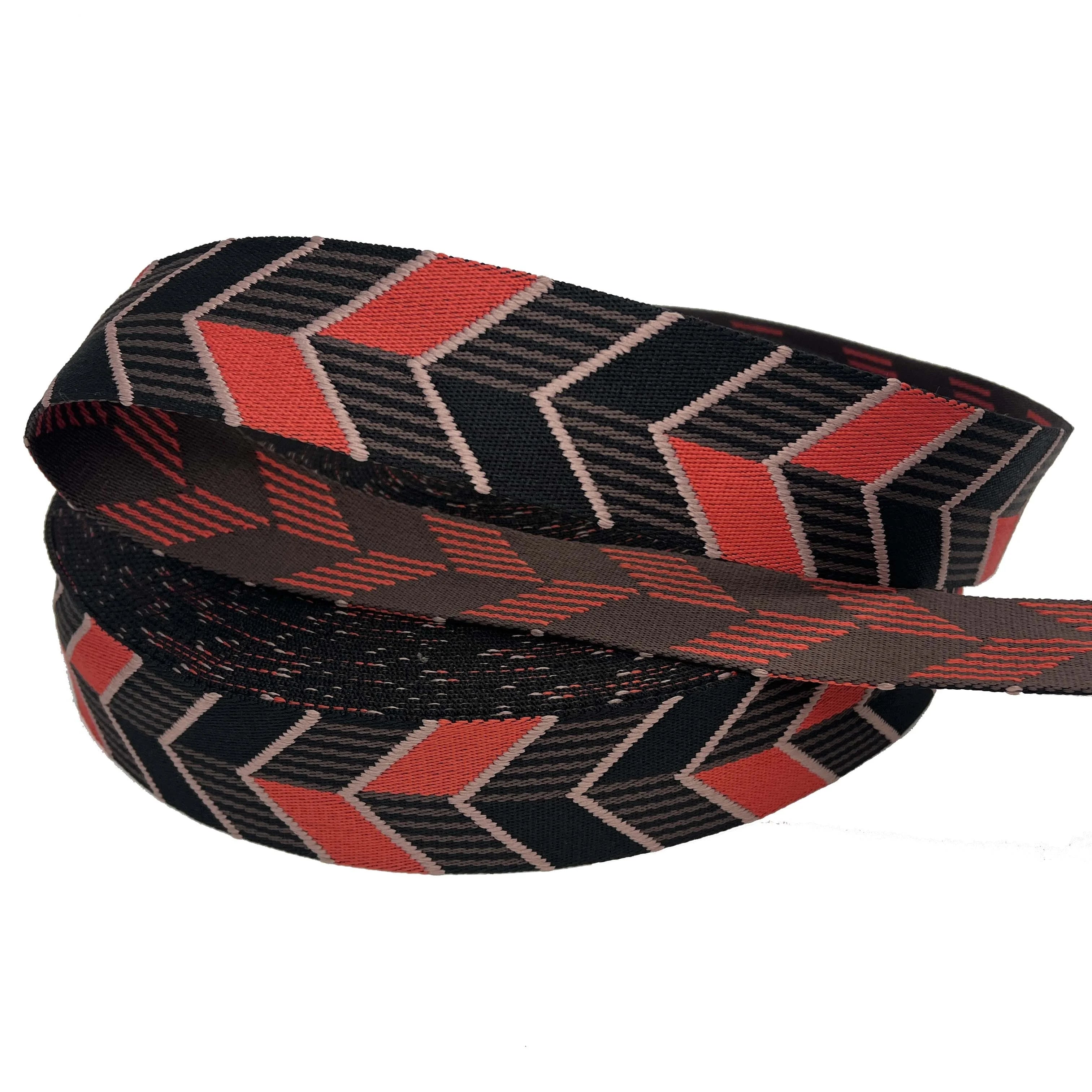 12 Colors Design Green/red Polyester Double Face Fabric Arrow Pattern Jacquard Webbing Belt