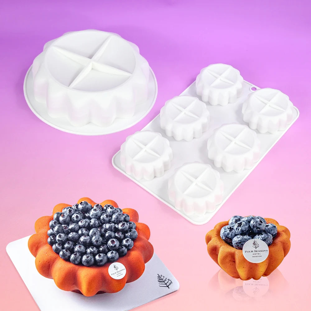 AK 6cavity Silicon Mold  Egg Tart Tray 3d Silicone Cake Mold Pudding Chocolate Mould Cake Decorating Supplies Pastry Baking Tool