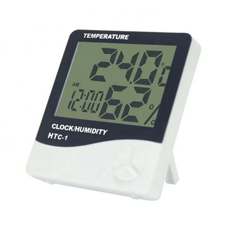 EMAF Portable Indoor Mini Thermometer Hygrometer Accurate Room Temperature Gauge Clock LCD Digital Humidity Monitor Square