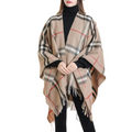 2024 New Gradient Plaid Shawl With Outer Cloak Autumn and Winter Blanket Warm Tassel Jacket
