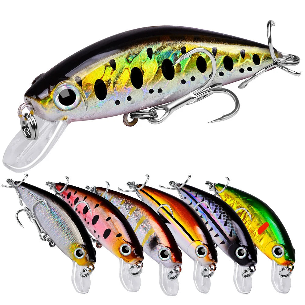 Wholesale Hessen 4.5cm 3g ABS Wobbler Minnow Hard Lure with Treble Hooks for Salmon River & Lake Saltwater Fishing