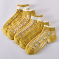 Cotton Socks Three Dimensional Relief Womens Boat Socks Summer New Short Tube Thin Retro Socks