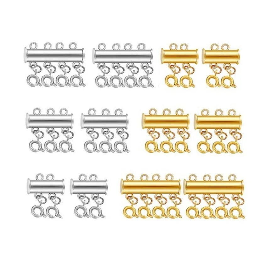 2 Row 3 Row 4 Row Free Choice Megnetic Loop Spring Ring Clasp Necklace Detangler DIY Component Connector for Layer Chain