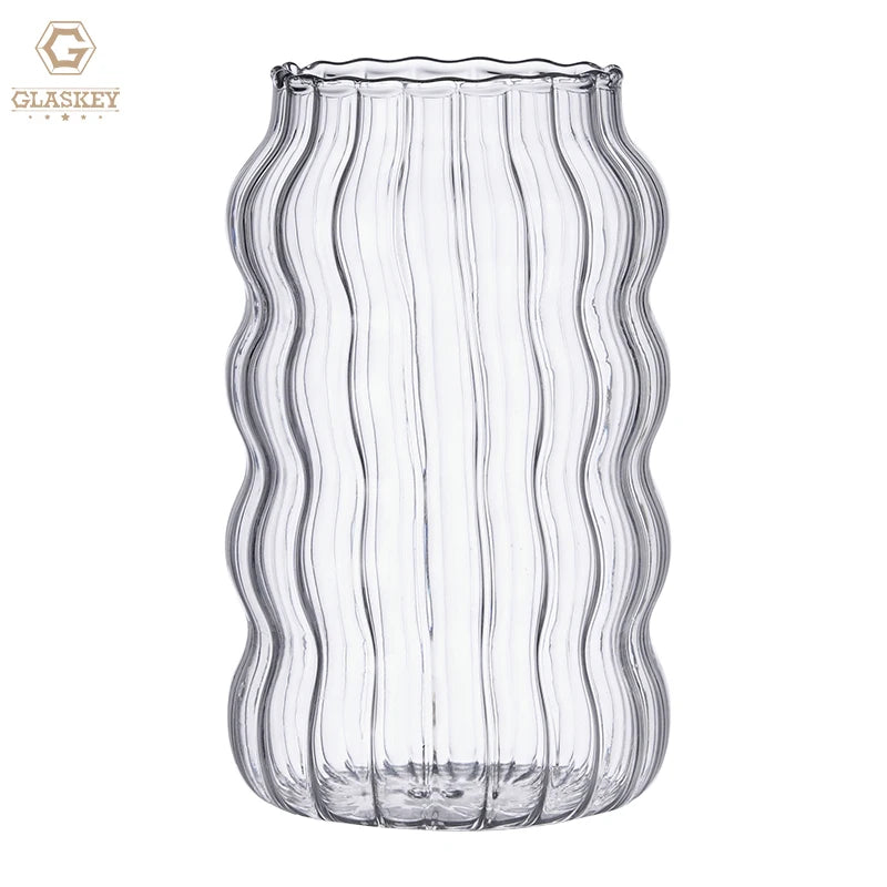 High Borosilicate Large Capacity Glass Tumbler 26oz Stripe Glass Juice Coffee Mugs Dessert Breakfast Cup Drinkware