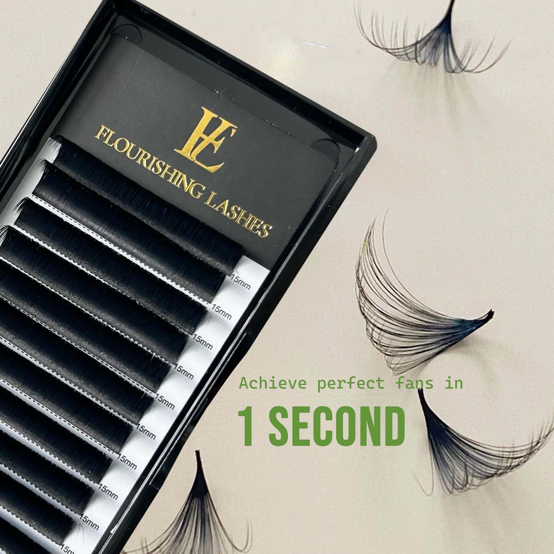 Easy Fanning Lashes  Cashmere Soft Blooming Lashes Matte Dark Black Easy to Fan Lash Extensions Quick Fan Silk Eyelashes