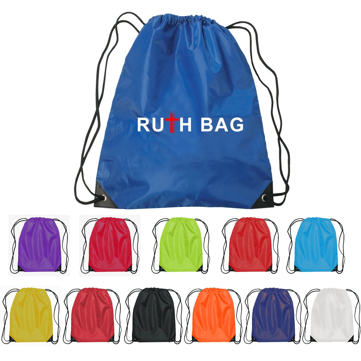 Ruthbag Nylon Drawstring Gym Bag Backpacks Custom Promotional 210D Polyester Black Red Blue Silkscreen Logo Packaging Promotion