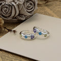 VIANRLA 925 Sterling Silver Irregular Colored Zircon Rings Open Ring for Women Support Dropshipping