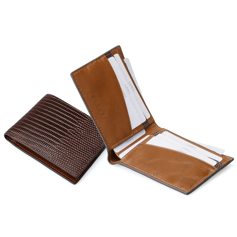 Factory Custom MEYSHE Luxury Genuine Leather RFID Fashion Cover Closure Short Cash Wallet Card Holder for Men