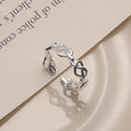 Minimalist 925 Sterling Silver Open Adjustable Lovely Hollow Heart Knot Ring