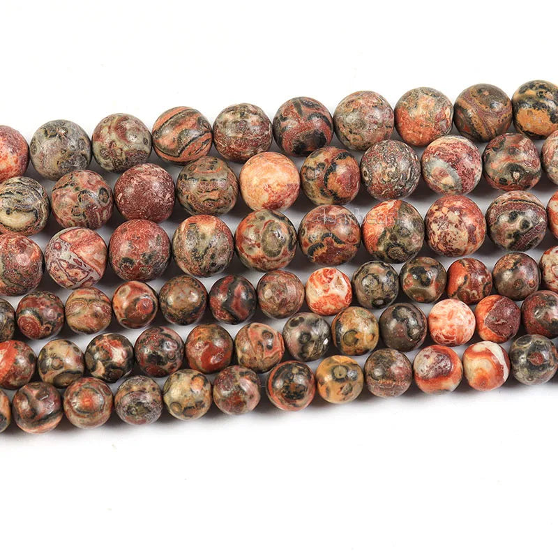 Natural Round Red Leopard Skin Jasper Beads Strand Jaguar Stone Bead for Jewelry DIY Bracelets Making 4mm 6mm 8mm 10mm 12mm