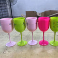 Customized Logo and Color Model Green Pink Party Unbreakable Flutes Modern Luxury Acrylic Plastic Wine Glasses Glass