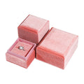 Custom Logo Velvet Pink Jewelry Packaging Box With Same Color Ribbon Luxury Earring Ring Necklace Velvet Jewelry Gift Box