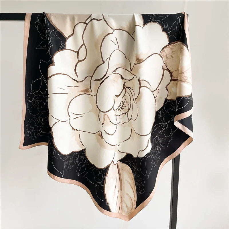 Zifeng OEM Panuelos De Seda 90x90 Silk Twill Matte Printed Square Scarf Shawl