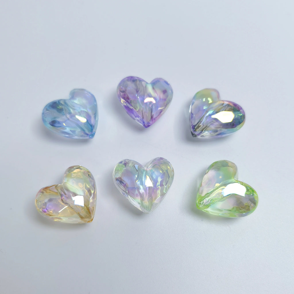 19mm Shiny AB Color Acrylic Heart Shaped Beads for DIY Pen Bracelet Necklace Earrings Craft Decoration Jewelry Making