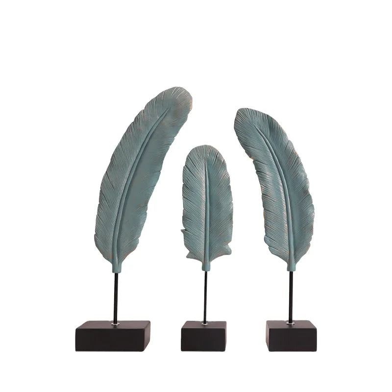 Personalized Resin Hand-painted Feather Art Set for Desktop and Home Decoration
