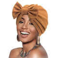 Hair Accessories Bow Tie Turban for Women Knotted Head Wrap Muslim Hat Soft Turban