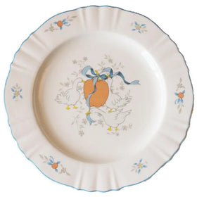 Retro Ceramic Floral Plate Ins French Cute Little Swan Breakfast Food Dessert Plate