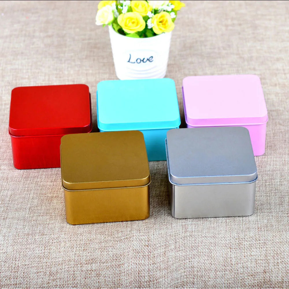 Custom Pink Metal Cans Square 90*90*50mm for Lashes Small Gifts Photos Jewelry Earrings Bracelet Mystery Candy Sweet Tea Box