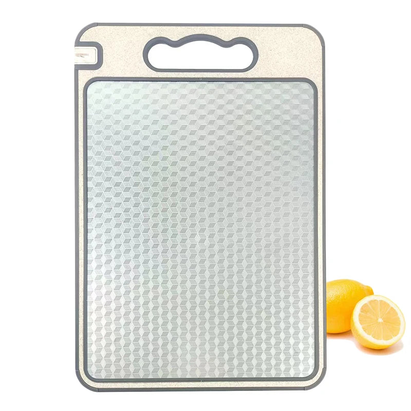 Dual Sided Stainless Steel Chopping Block 36.5x25x0.9cm Anti-bacterial Non-slip Multi-Function Cutting Board Diamond Grain Knife
