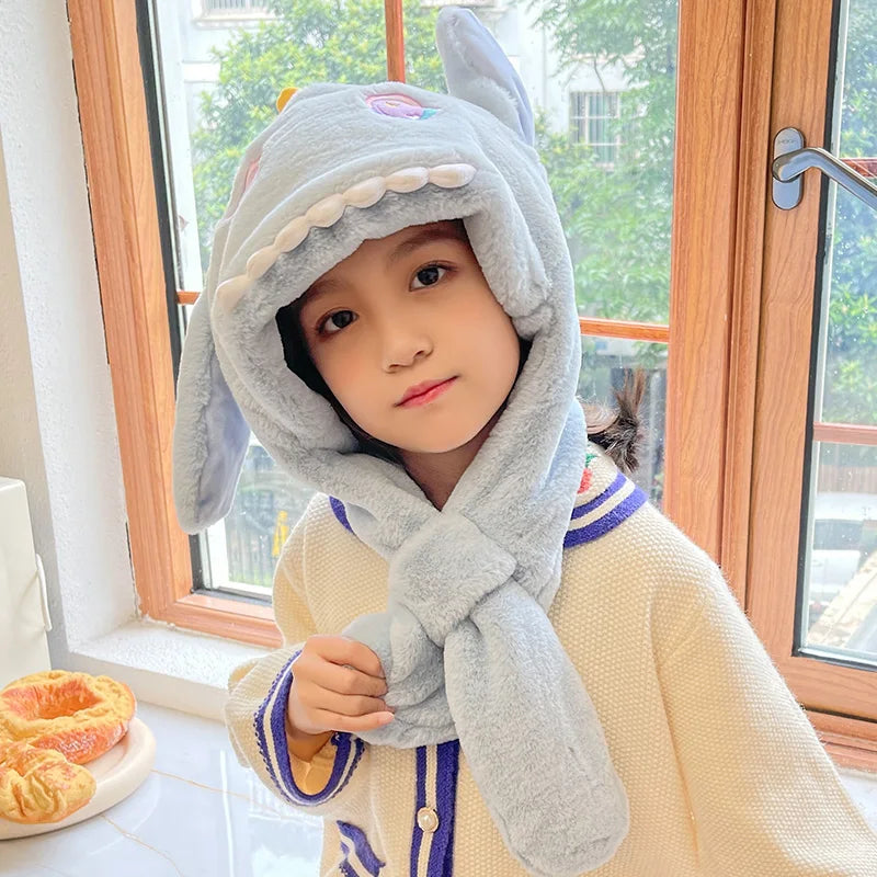 Cute Soft Thermal Children Hoodies Outdoor Animal Design Winter Warm Kids Hat