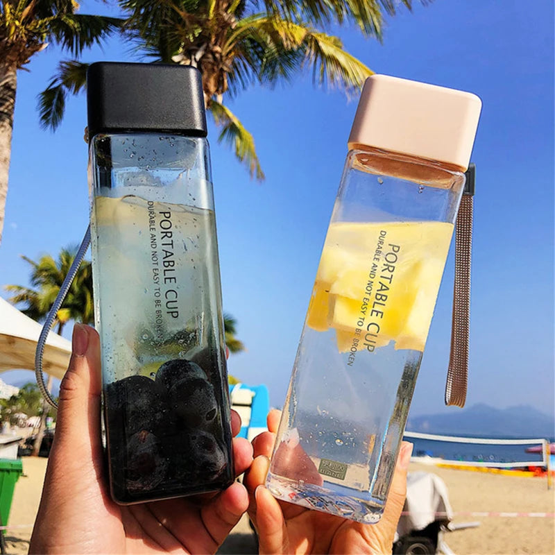 500ML Best Quality Plastic Drinkware Custom Color Portable Gym Sports Square Plastic Water Bottle