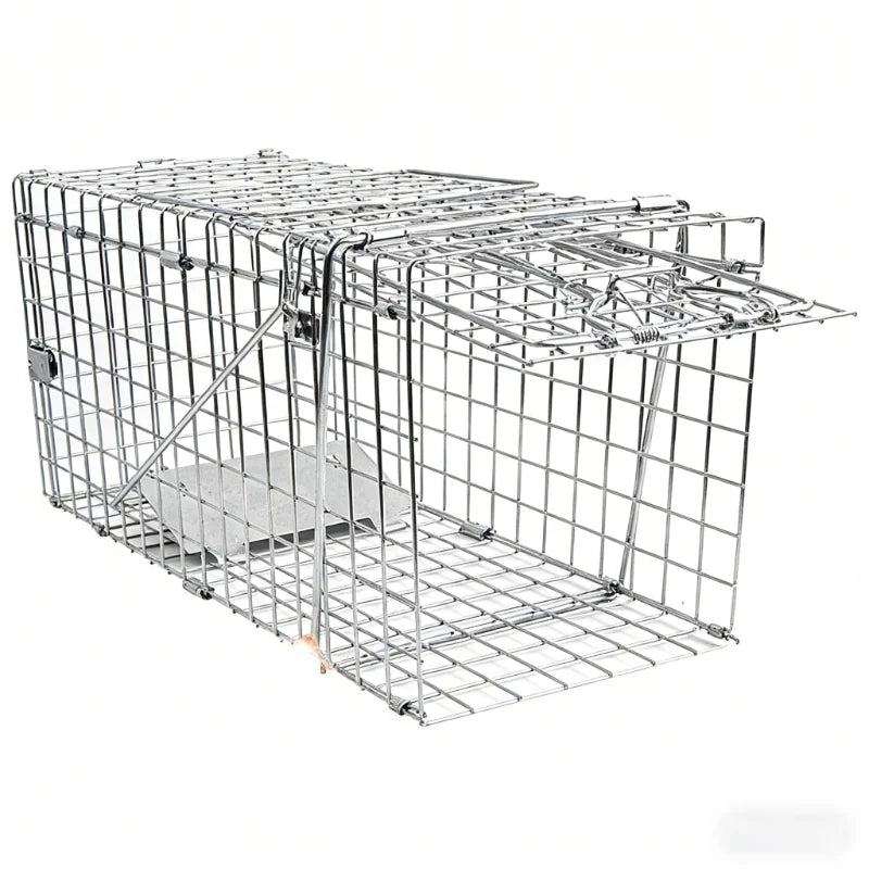 Reusable Large Mouse Trap Heavy Duty Metal Cage 42x18x20cm - for Outdoor Garden Yard & Indoor Basement Rodent Control