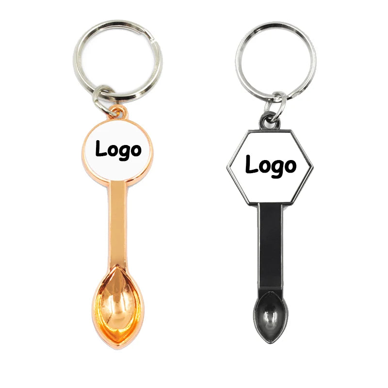 Make Your Own Logo Zinc Alloy Enamel Spoon Keychain Custom Metal Keychains Logo Necklace Personalizad Wedding Favor Spoons