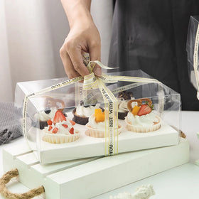 China Manufacturer Wholesale Transparent 12 Cupcake Box with Inserts Bakery Boxes to Fit 2 4 6 12 Cupcakes or Muffins