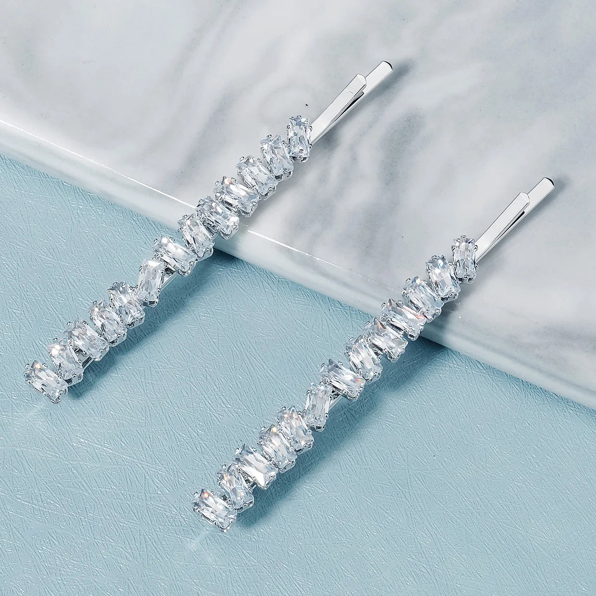 Miallo 2Pcs/set Fashion Zircon Women Girl Jewelry Set Bobby Pins Hair Clips Party Wedding Hair Headpiece