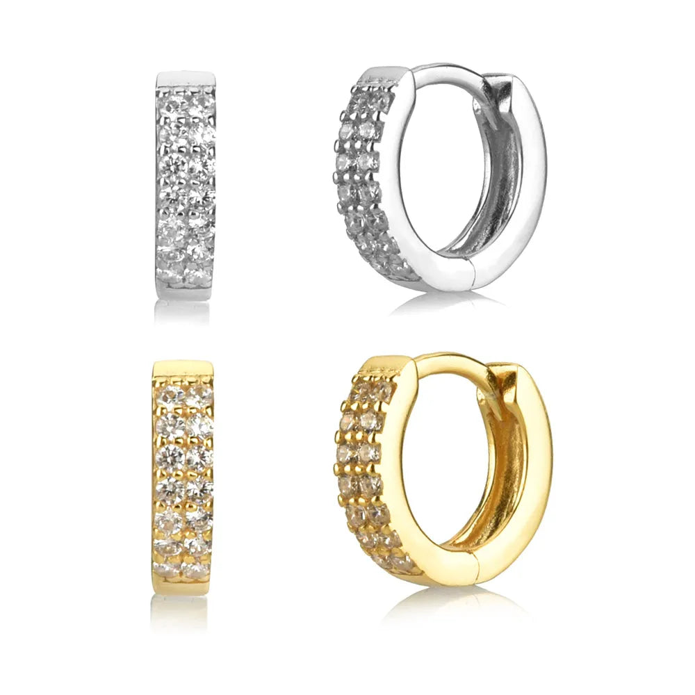 FUAMAY 18k Gold Thick Chunky Hoop Earrings Pendiente Aro Grueso Forma De U Zircon Hoop Earrings