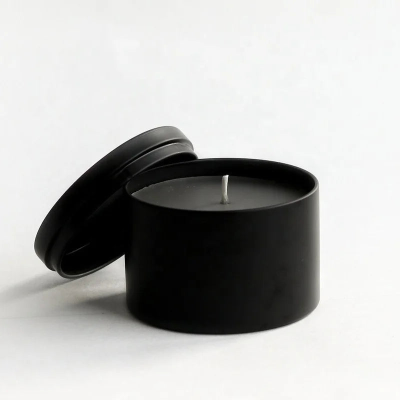 2023 Wholesale Black Tin Candles Jar Containers Candle Tins with Lid 8oz