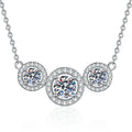 Fashion Design S925 Sterling Silver Luxury Jewelry 2Carat Three Stone Moissanite Necklace for Women Engagement Party