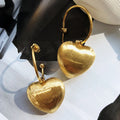 2023 New Arrival Fashion Jewelry Korean Style C-shaped Metal Brushed Texture Love Earrings Matte Gold Heart Hook Pendant Earring