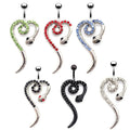 Fashion Colorful Rhinestone Crystal Belly Ring New Design 316l Surgical Steel Crystal Stone Bling Bling Snake Belly Button Rings
