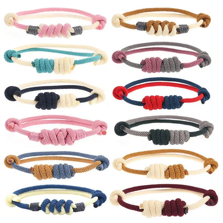 Wholesale Milan Rope Woven Diamond Knot Besties Friendship Bracelets Fashion Adjustable Double Colors Wrapped Couple Bracelet