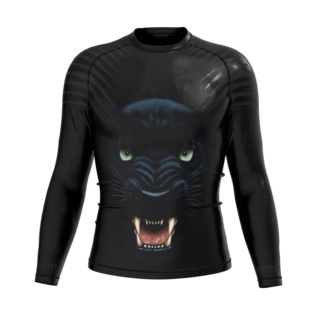 Wolf Pattern Customer Sublimation Men's Compression Shirt Rash Guard for BJJ MMA Grappling Long Sleeve Rashguard for Men