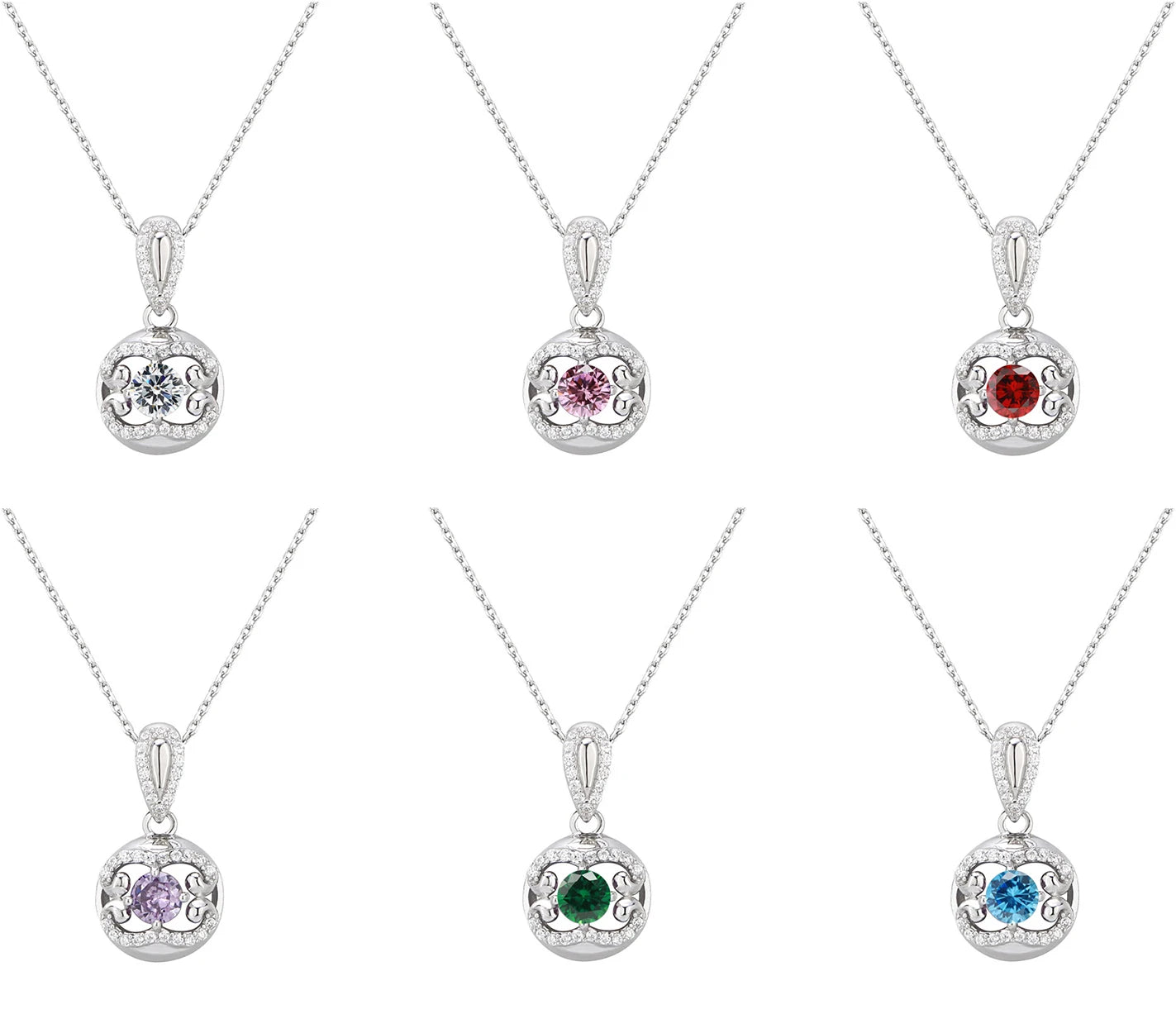 Hot-selling 925 Sterling Silver 12 Month Birthstone 5A Zircon Geometric Pendant Necklace for Women