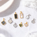 14K Gold Plated White Mica Pendant Diy Love Four Leaf Clover Rectangular Single Necklace Earrings Bracelet Accessories