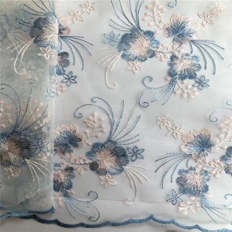 Multi Color Cheap Quality Embroidered Flower Wedding Lace Fabric LT20569