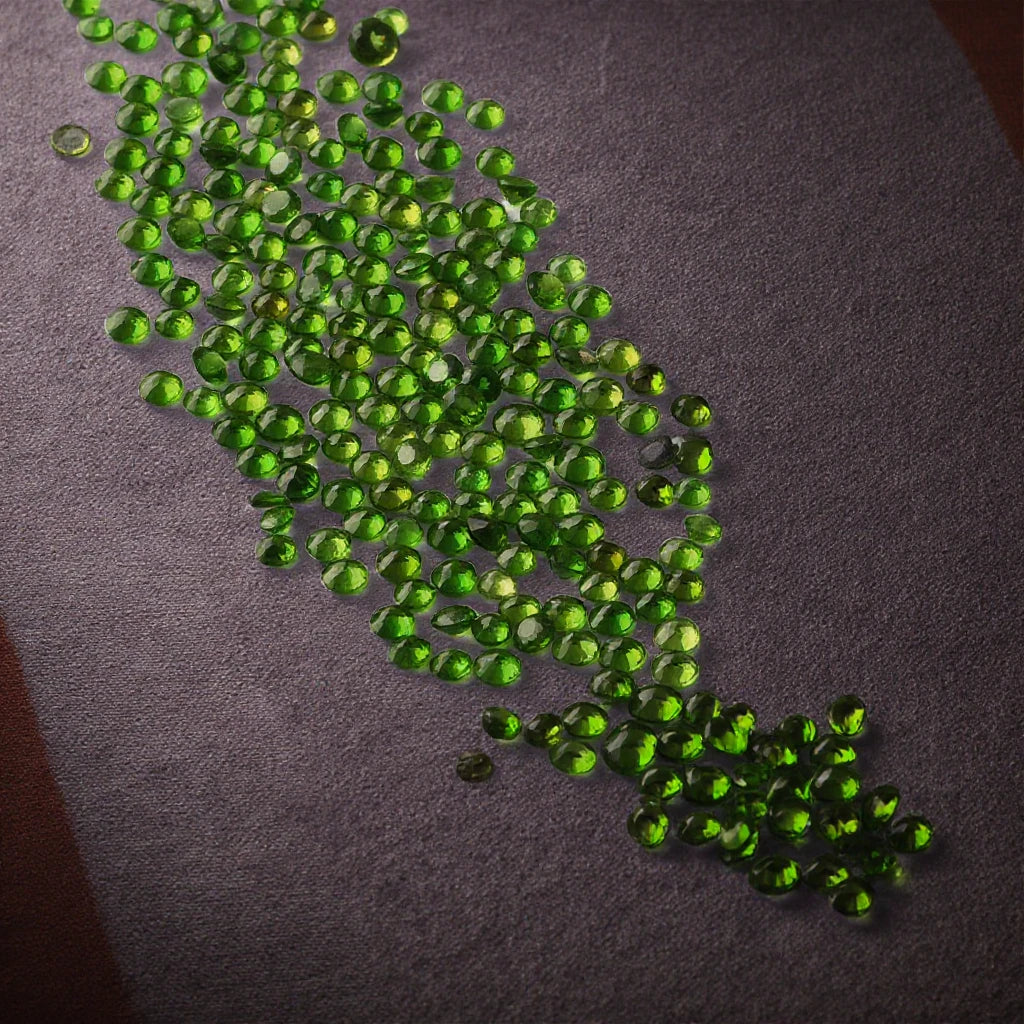 High-end Custom-made Green Glass Round Shape Supplier of High-quality Gemstone for Jewelry Professional Gemstone