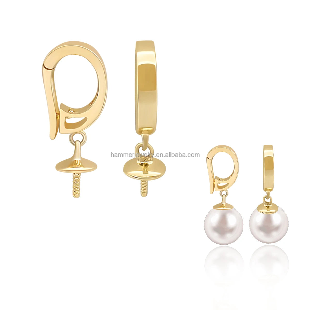 Wholesale 14k Pure Gold Pendant Mounts Bead Pearl Semi Mount DIY Base Setting for Pearl Necklace