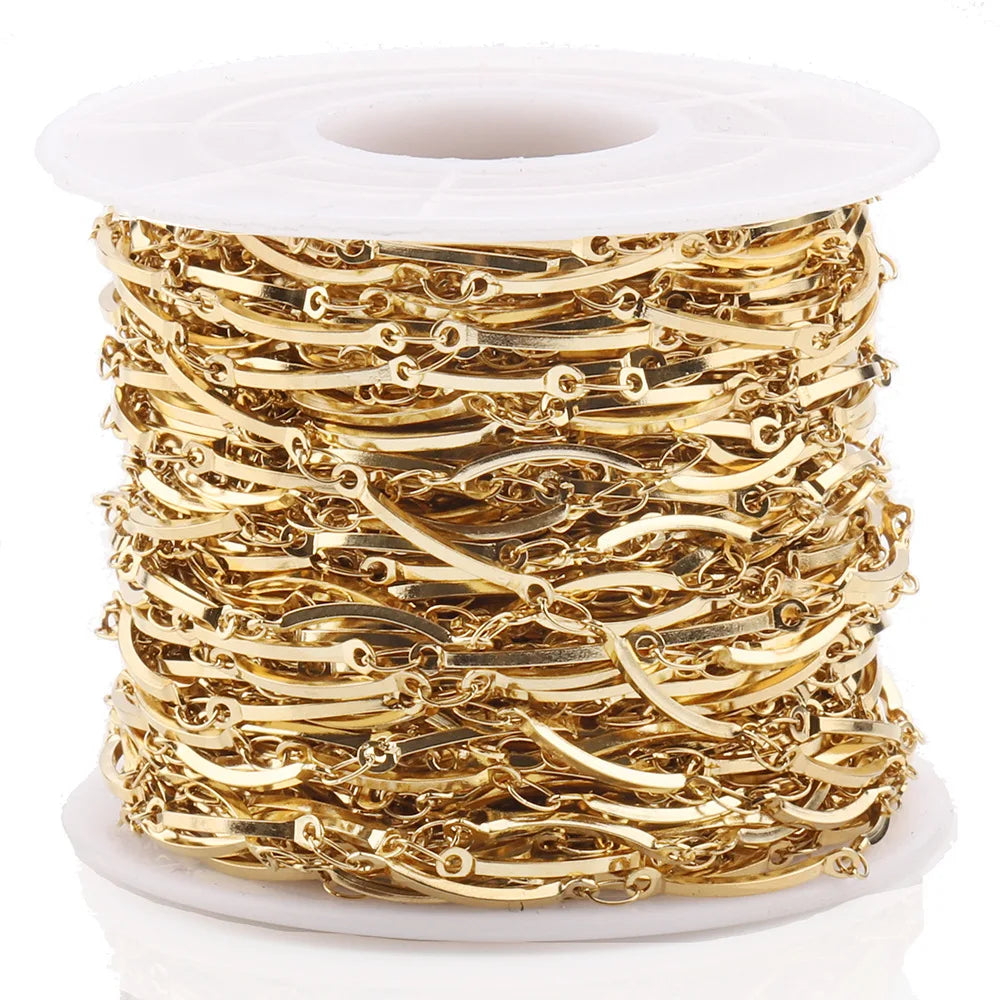 Wholesale Women Jewelry PVD 18K Gold Plated BarFlat Rectangle Paper Clip Paperclip Link Chain Stainless Steel Necklace