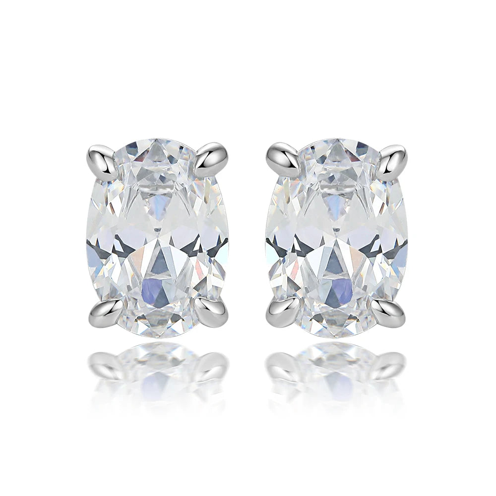925 Silver Earrings Minimalistic Oval Stone Earings Silver Engagement Luxury Simple Personalized Fine Jewelry for Women