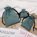 Luxury Super Soft Green Velvet Pouch Jewelry Rings Candle Cosmetic Packaging Customized Drawstring Shock Resistant Dust Bag