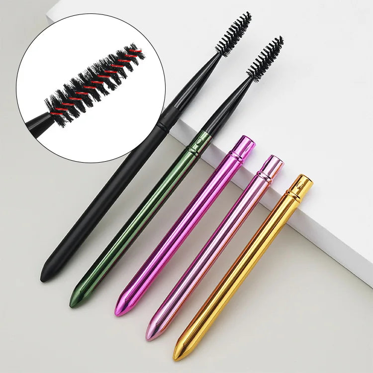 Custom Logo Makeup Brush Lash Spoolies Pink Fluffy Traveling Lash Extensions Spoolie Brushes