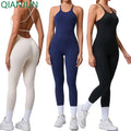 Wholesale Women Adjustable Shoulder Strap Jumpsuit Sports Gym Fitness One Piece Bodysuit Tight Yoga Bodysuits