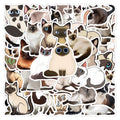 50Pcs Cartoon Siamese Cat Cute Graffiti Stickers for Gift Refrigerator Bottle Decor Vinyl Pet Cat Sticker
