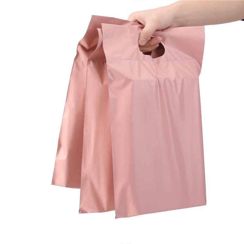 Customised Pink Mailing Bags Clothing Shipping Courier Packaging Express Bag Mailing Bags Poly Mailer With Handles