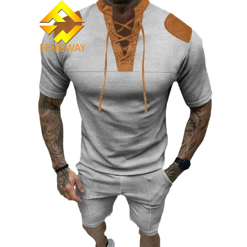Heat-Transfer Printed Custom Logo Summer Casual Extra Large Plus Size Tracksuit Stretchable Men 2 Piece Jogger Polo Suit Short