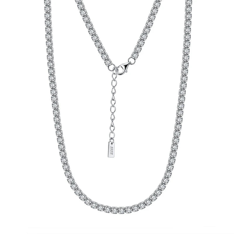 RINNTIN SC45 New Arrival Luxurious Tennis Necklace Rhodium Plated 1.5mm Round 5A Cubic Zirconia Sparkling Tennis Chain for Women